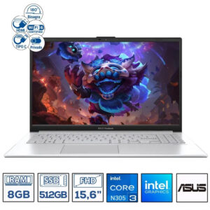 Computador Portatil Asus E1504G Intel Core i3-N305 Ram 8GB DDR4 - SSD 512GB M.2 Nvme G3 Cool Silver FHD 15.6"