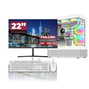 PC + MONITOR 22" JANUS GAMER CORE I3 14100F / SSD 512GB M,2 / DDR4 16GB RGB / RTX 3050 / V900 WHITE