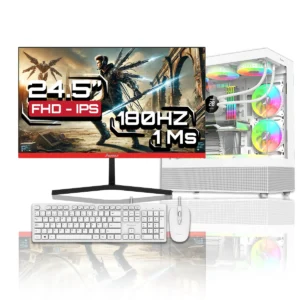 PC + MONITOR 24.5" JANUS GAMER CORE I3 14100F / SSD 512GB M,2 / DDR4 16GB RGB / RTX 3050 / V900 WHITE