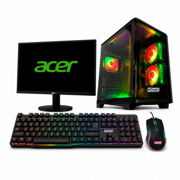 PC + MONITOR 24" POWER GROUP R57162SKR-P W28 GAMER RYZEN 7 5700G/ SSD 512GB/ DDR4 16GB