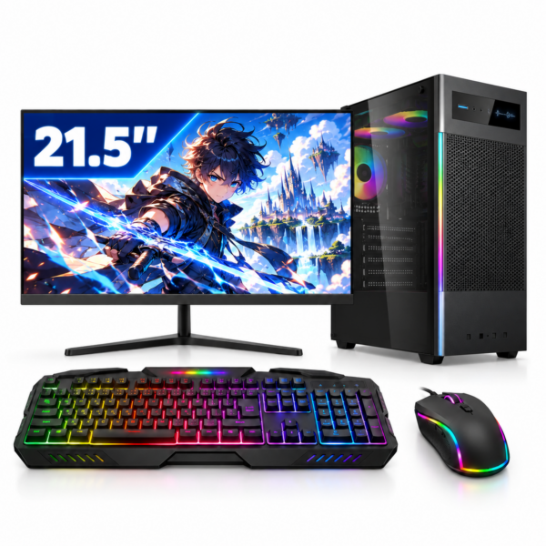 PC GAMER AMD RYZEN 5 5600GT | 16GB DDR4 | SSD M.2 500GB | CHASIS AXON RGB + MONITOR 21.5”