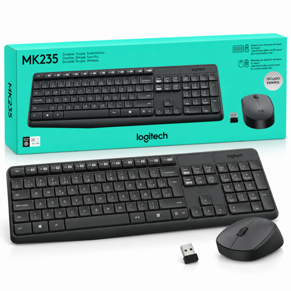COMBO TECLADO Y MOUSE INALÁMBRICO LOGITECH MK235 | USB | TECLADO EN ESPAÑOL