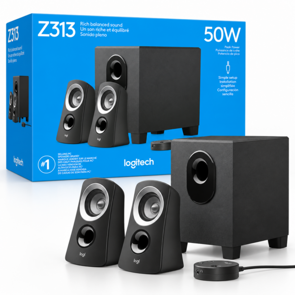 PARLANTES LOGITECH Z313 2.1 | 50W PEAK | SUBWOOFER + 2 SATÉLITES
